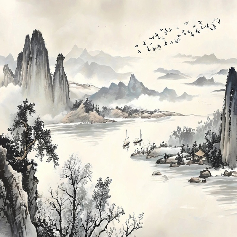 Home Office Background - Papier peint personnalisé nouveau Style chinois