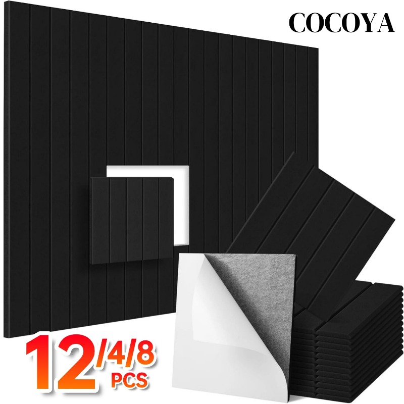 Home Office Background - Autocollants muraux auto-adhésifs carrés, panneau acoustique