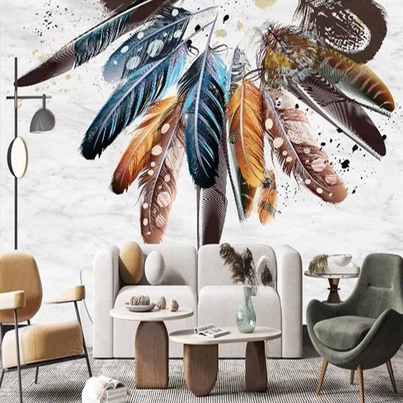 Home Office Background - Papier peint personnalisé moderne 3D plume