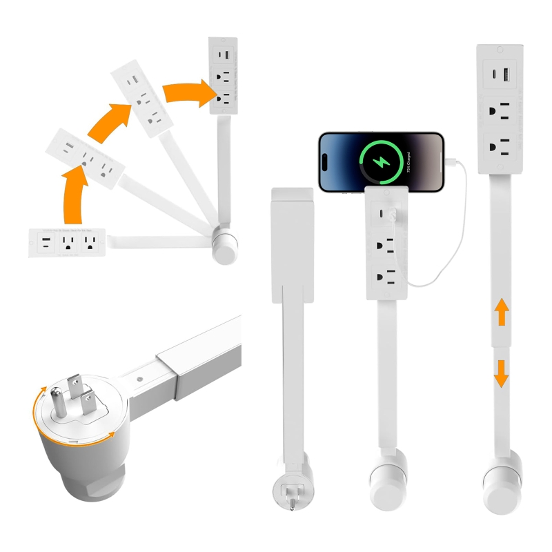 Power Strip Desk - Multiprise électrique extensible à longueur réglable,